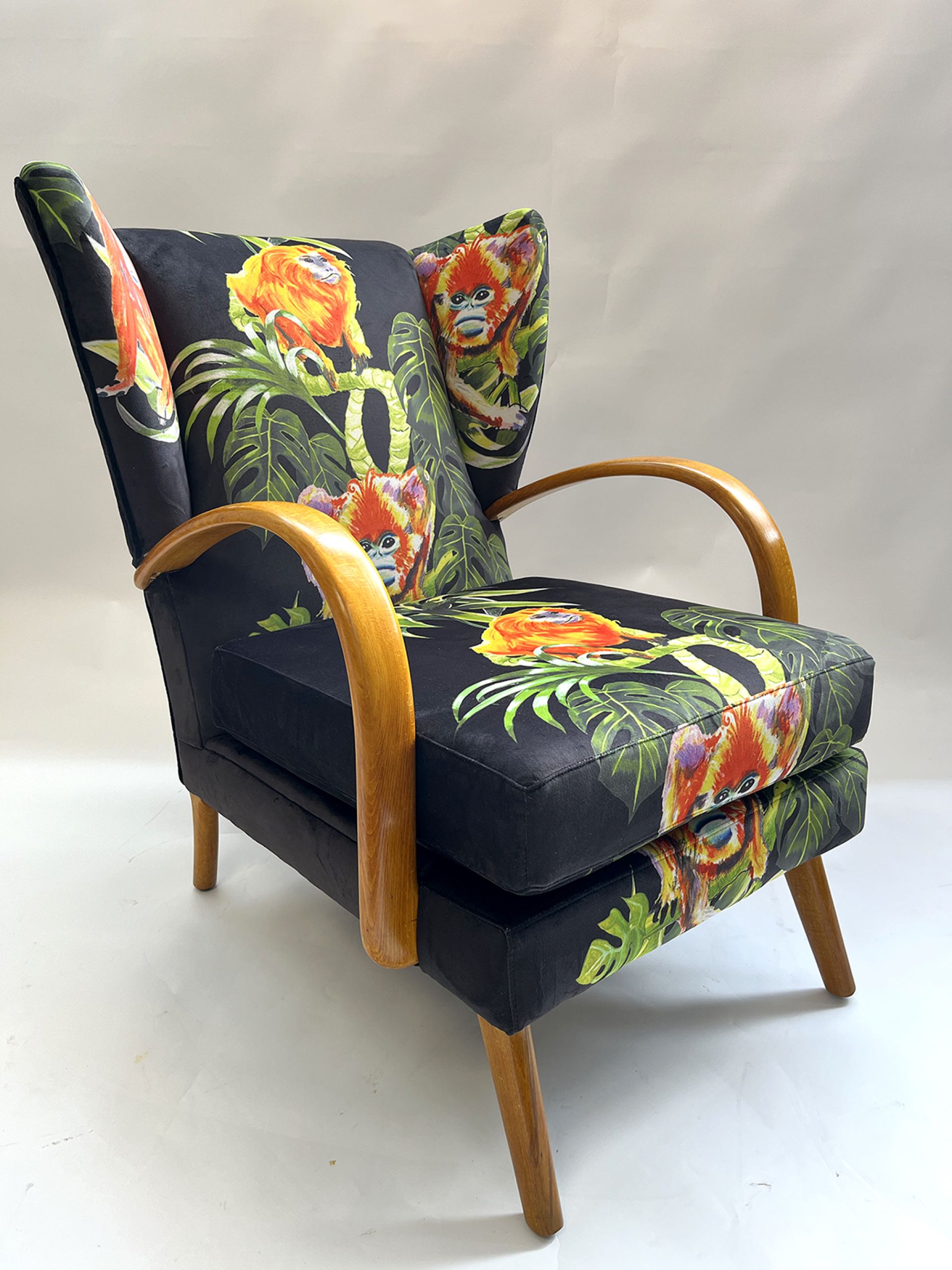 Oxer Bentwood armchair in Black Monkey Magic Variant.